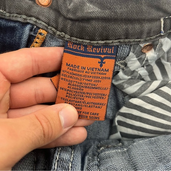 Rock Revival Jeans Mens 30x30 Blue Tyme Straight Leg Y2K Embroidered Heavyweight - Picture 3 of 9